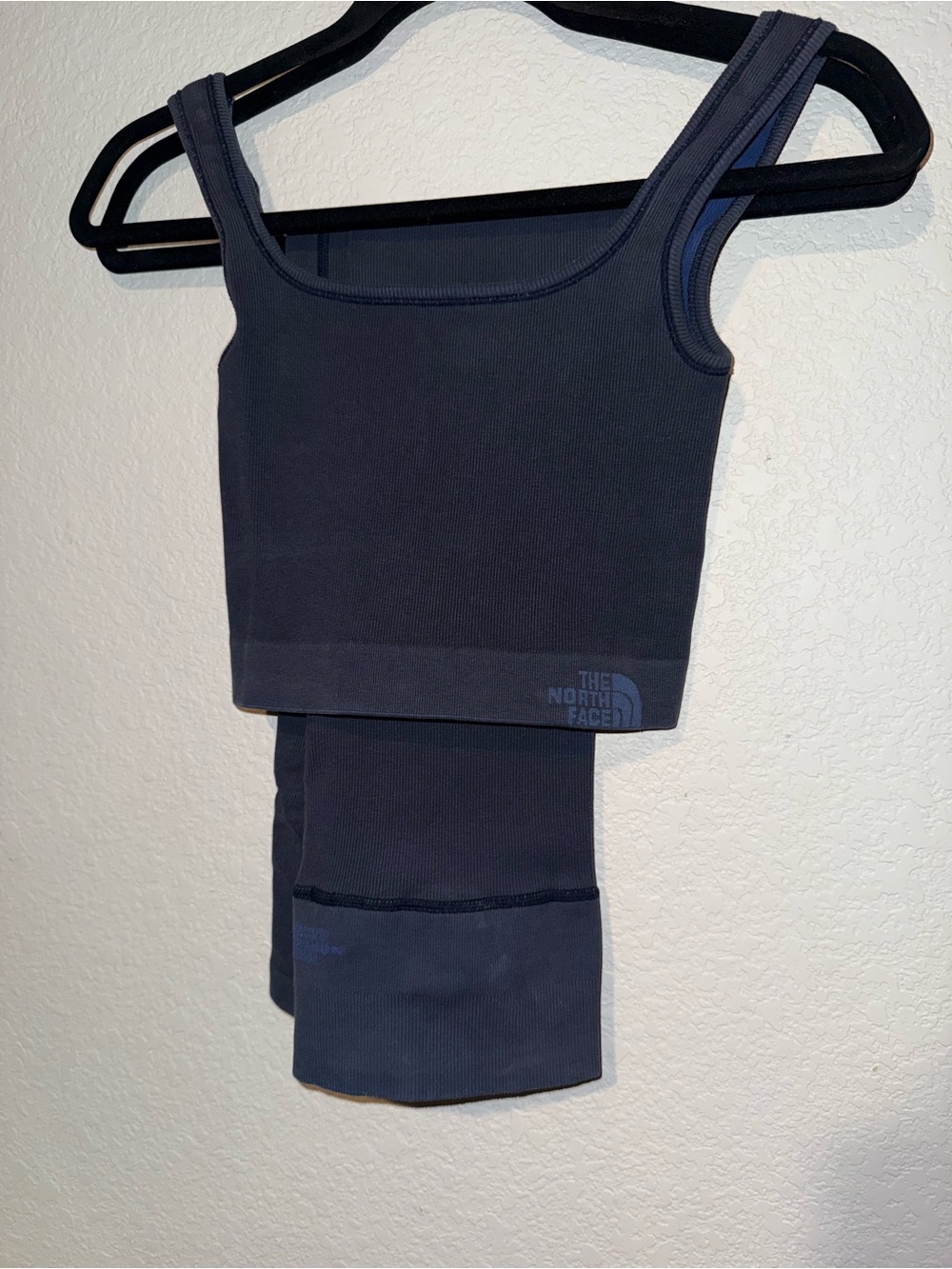 The North Face Navy Ribbed Seamless Crop Tank and Leggings Set